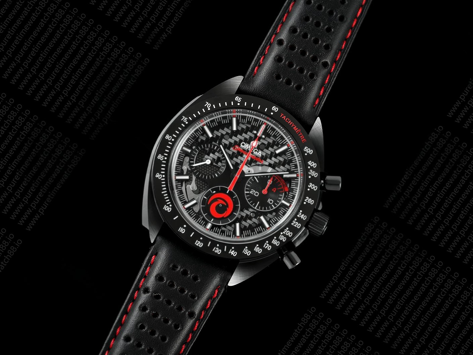 Speedmaster Team Alinghi Black Ceramic BLSF Best Edition on Leather Strap Manual Winding Movement