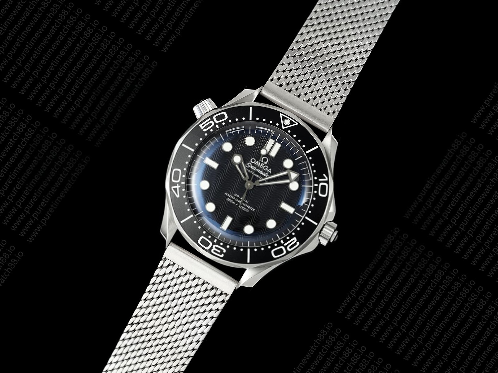 Seamaster 300M Diver SS ORF 1:1 Best Edition Black Wave Dial on SS Mesh Bracelet OR8806 Super Clone
