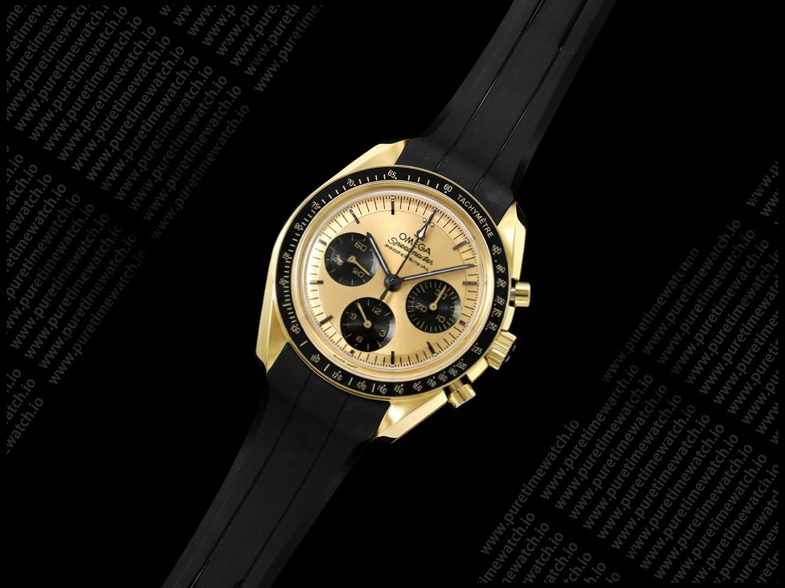 Speedmaster YG N1F Best Edition YG Dial on Black Rubber Strap A3861