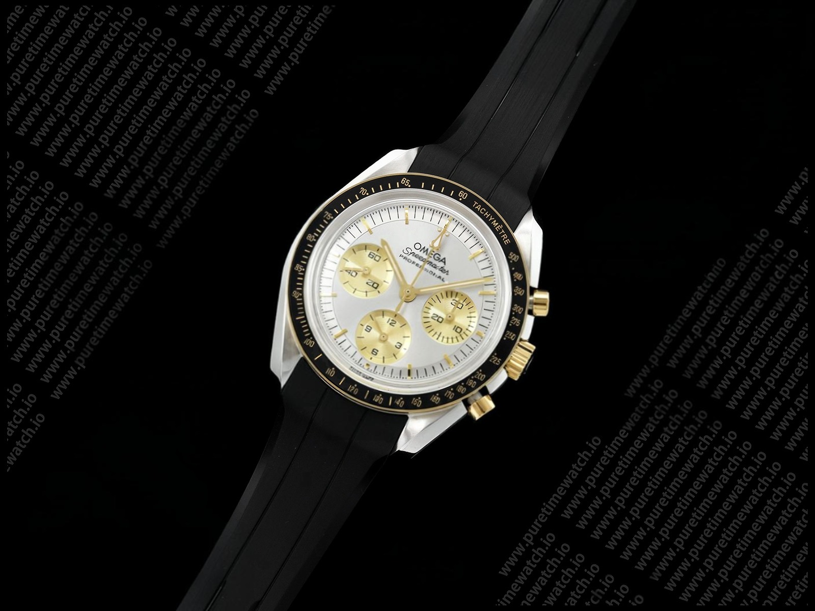 Speedmaster SS/YG N1F Best Edition Silver/YG Dial on Black Rubber Strap A3861
