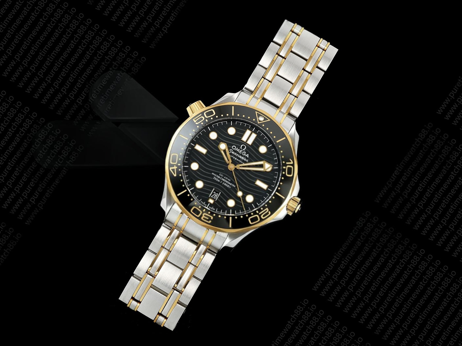 Seamaster Diver 300M SS/YG ORF 1:1 Best Edition Black Ceramic Black Dial on SS/YG Bracelet OR8800 Super Clone