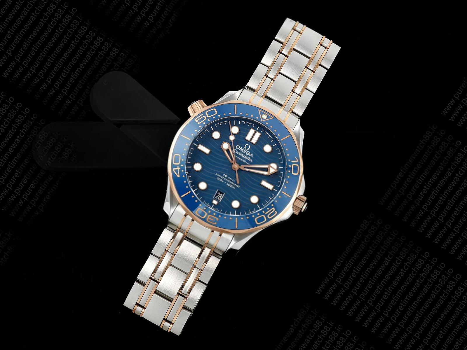 Seamaster Diver 300M SS/RG ORF 1:1 Best Edition Blue Ceramic Blue Dial on SS/RG Bracelet OR8800 Super Clone
