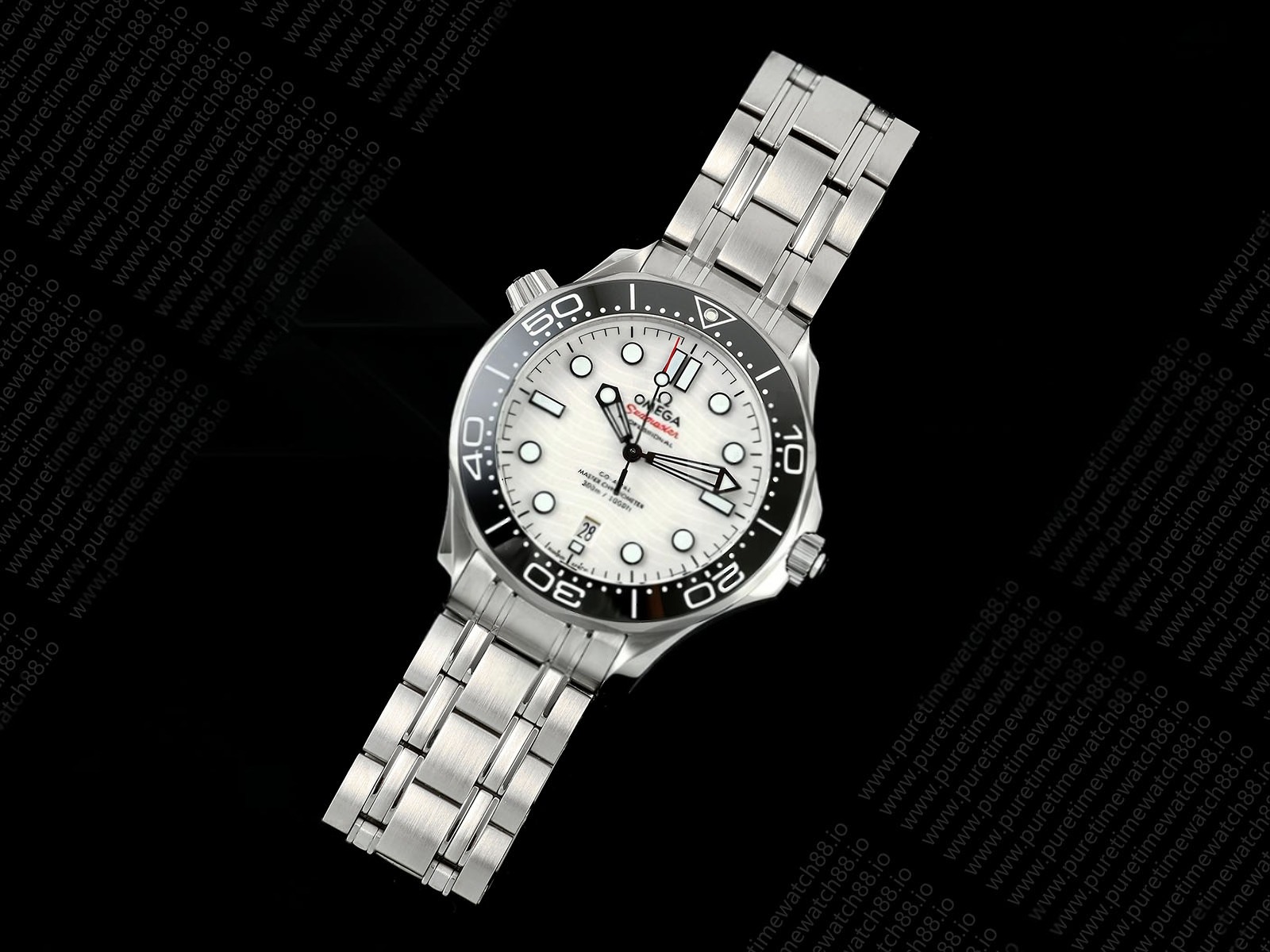 Seamaster Diver 300M SS ORF 1:1 Best Edition Black Ceramic White Dial on SS Bracelet OR8800 Super Clone